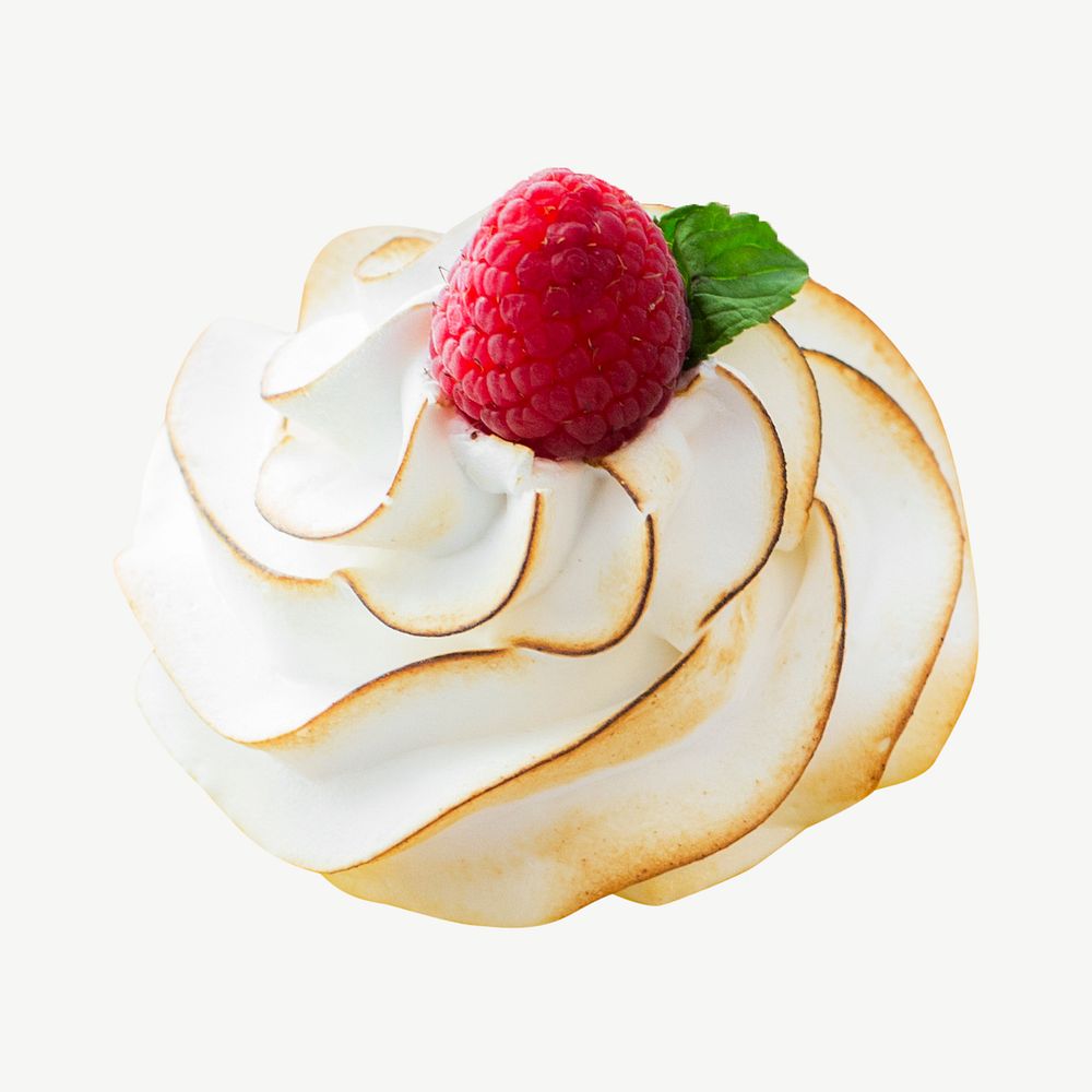 Torched meringue collage element, isolated image psd