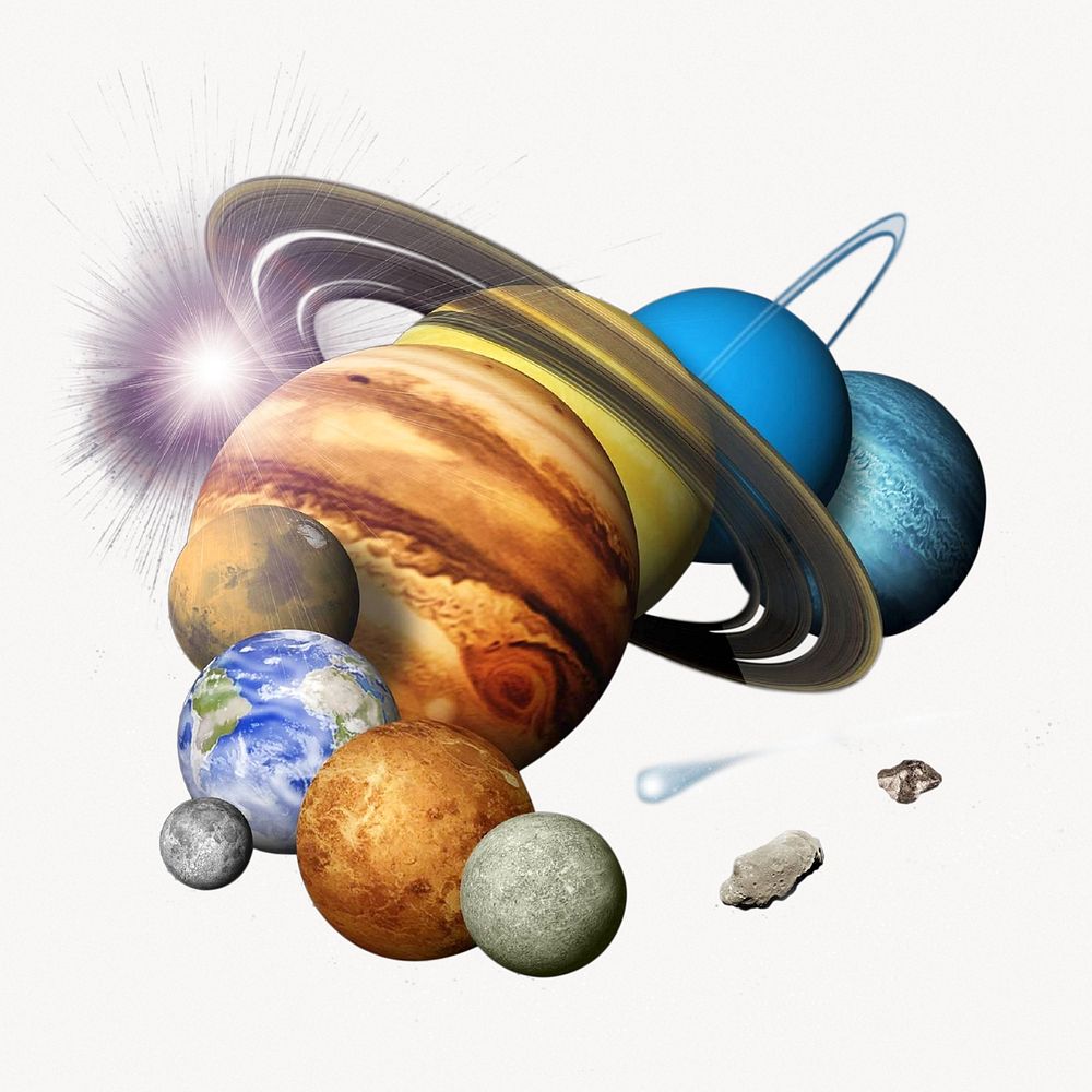 Solar system, planets, galaxy  isolated image