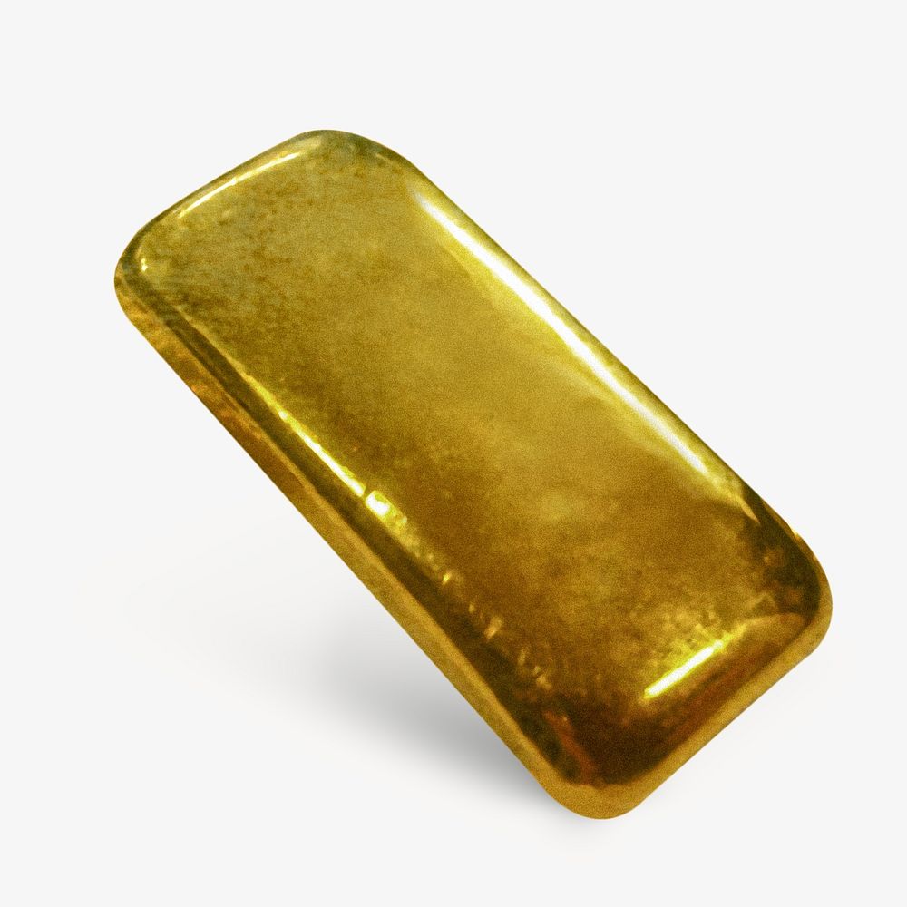 Gold bar, commodity isolated, off white design