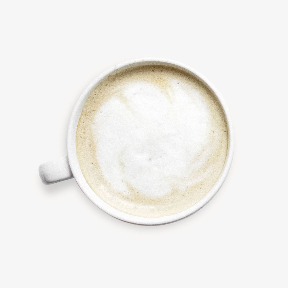 Hot latte top view isolated design