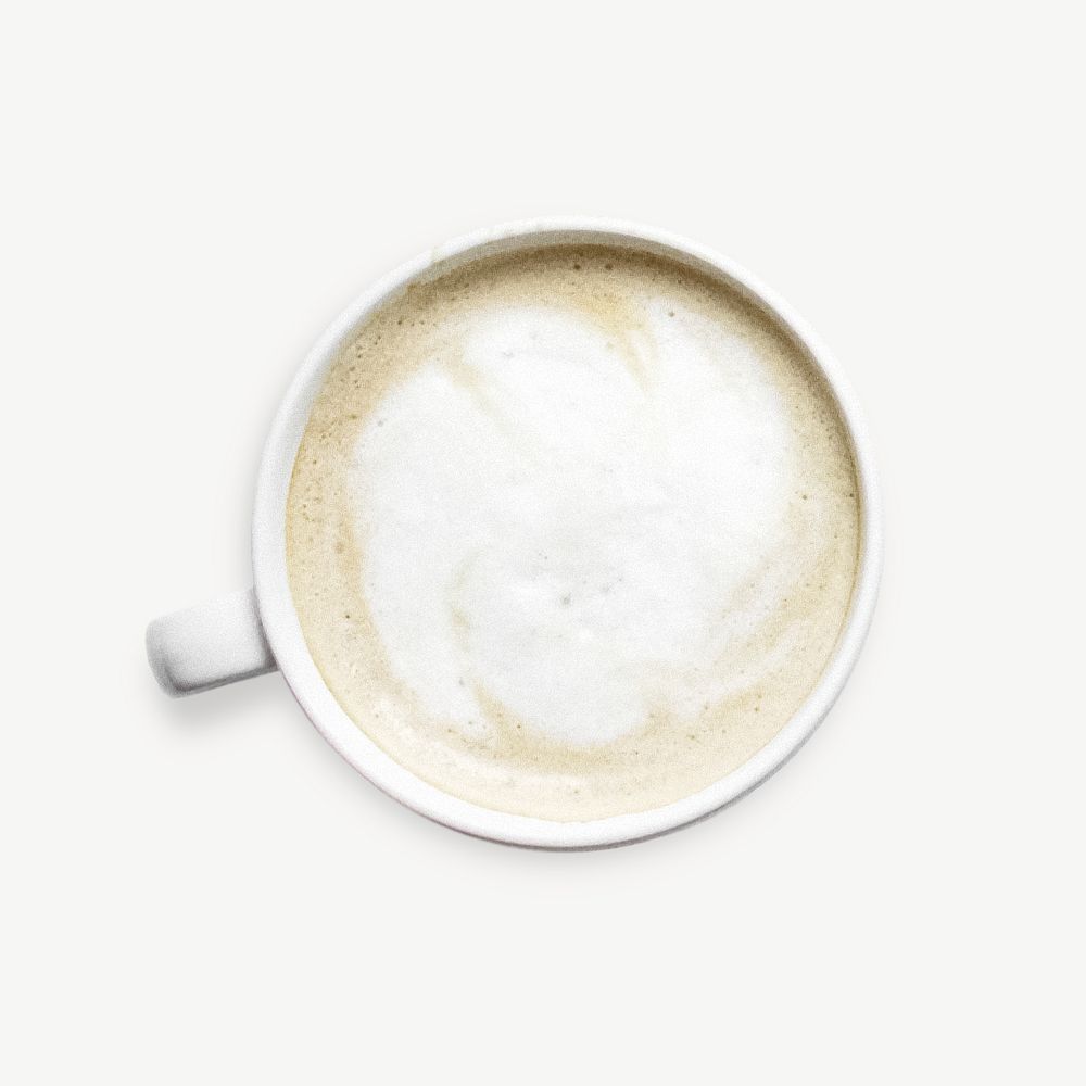 Hot latte top view collage element psd