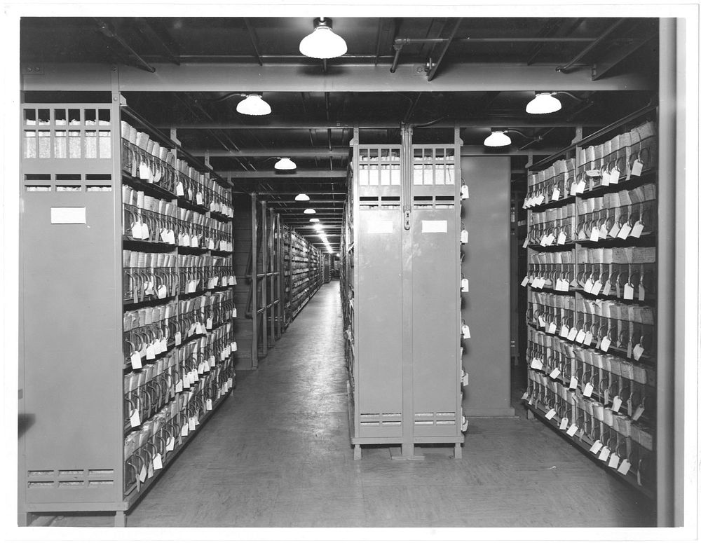 Photograph of Veteran's Bureau Records in Stack Areas, 06/12/1936. Original public domain image from Flickr