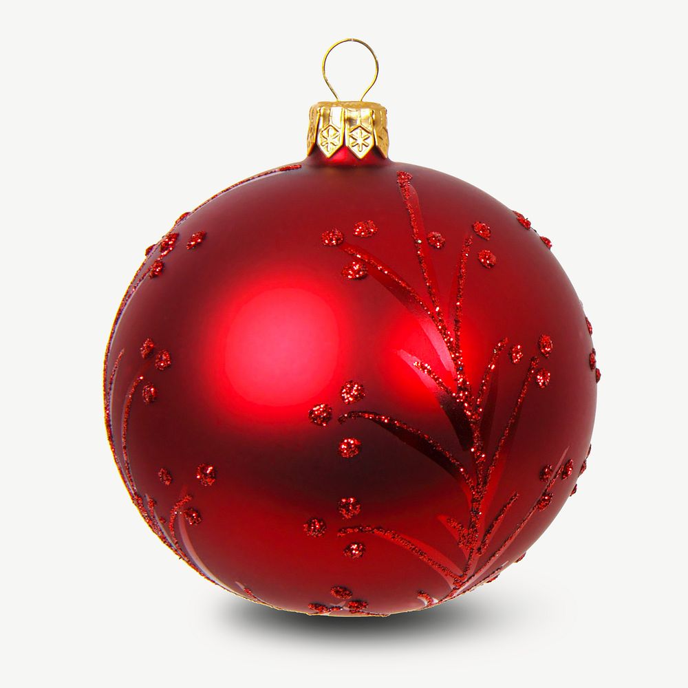 Red Christmas bauble collage element psd