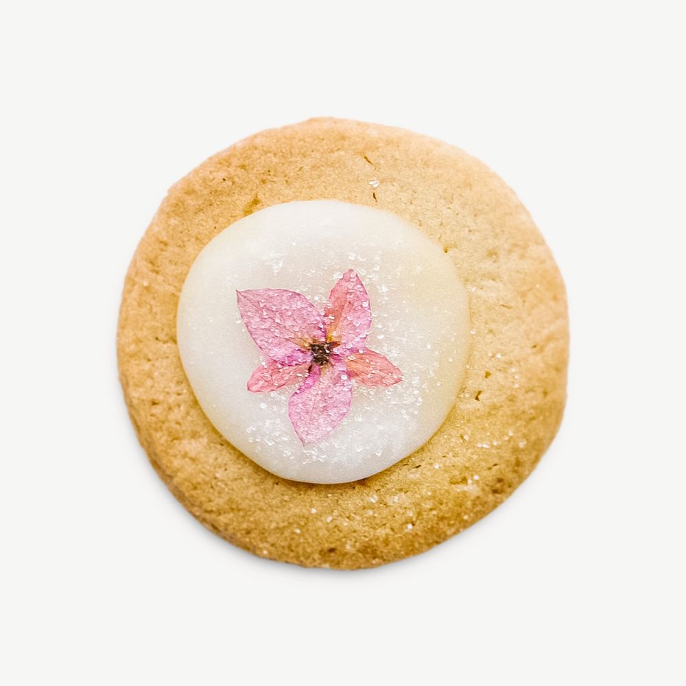 Yummy biscuit cookie, elegant dessert with flower psd