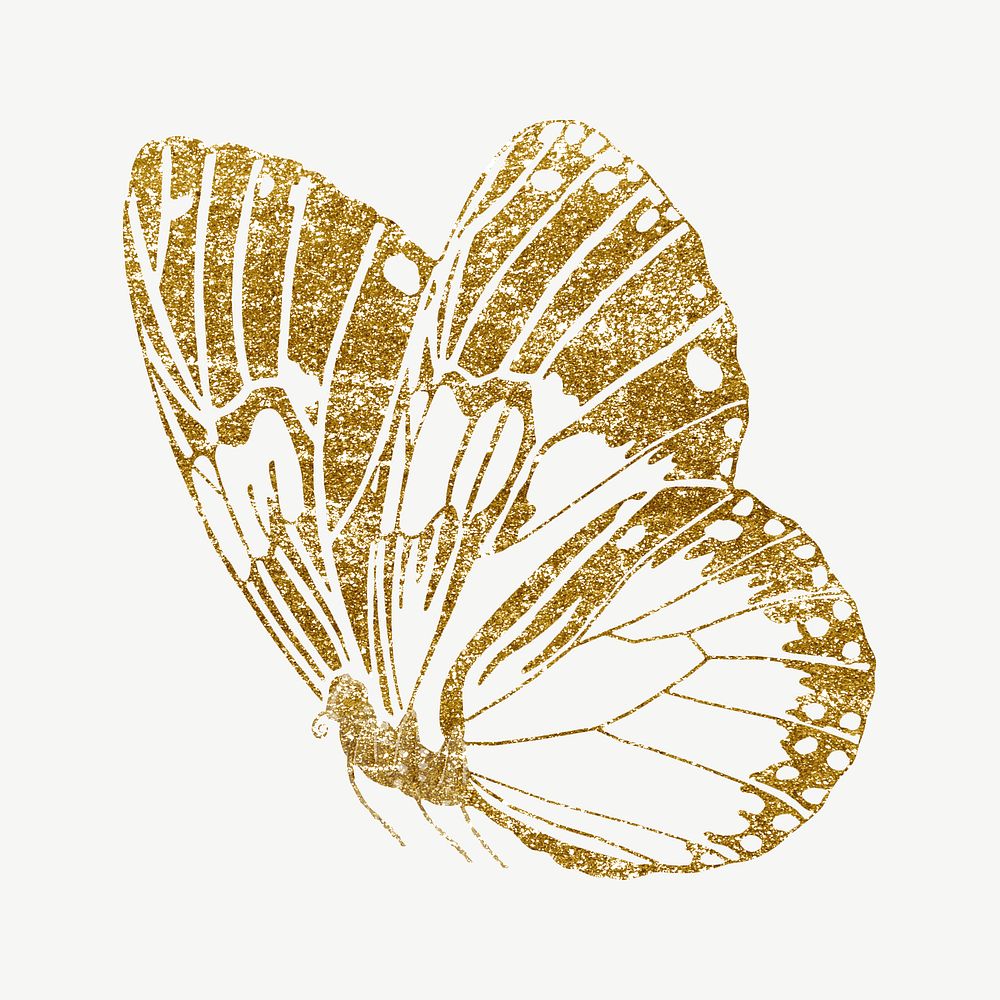 E.A. S&eacute;guy's butterfly, gold glittery collage element psd. Remixed by rawpixel.