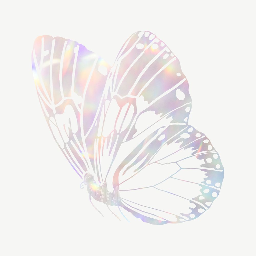 Sparkly holographic butterfly, aesthetic collage element psd. Remixed from the artwork of E.A. S&eacute;guy.
