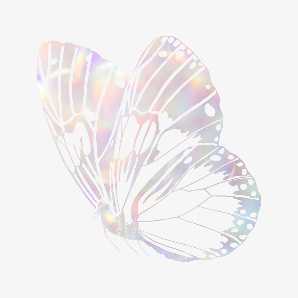 Sparkly holographic butterfly, aesthetic graphic. Remixed from the artwork of E.A. S&eacute;guy.