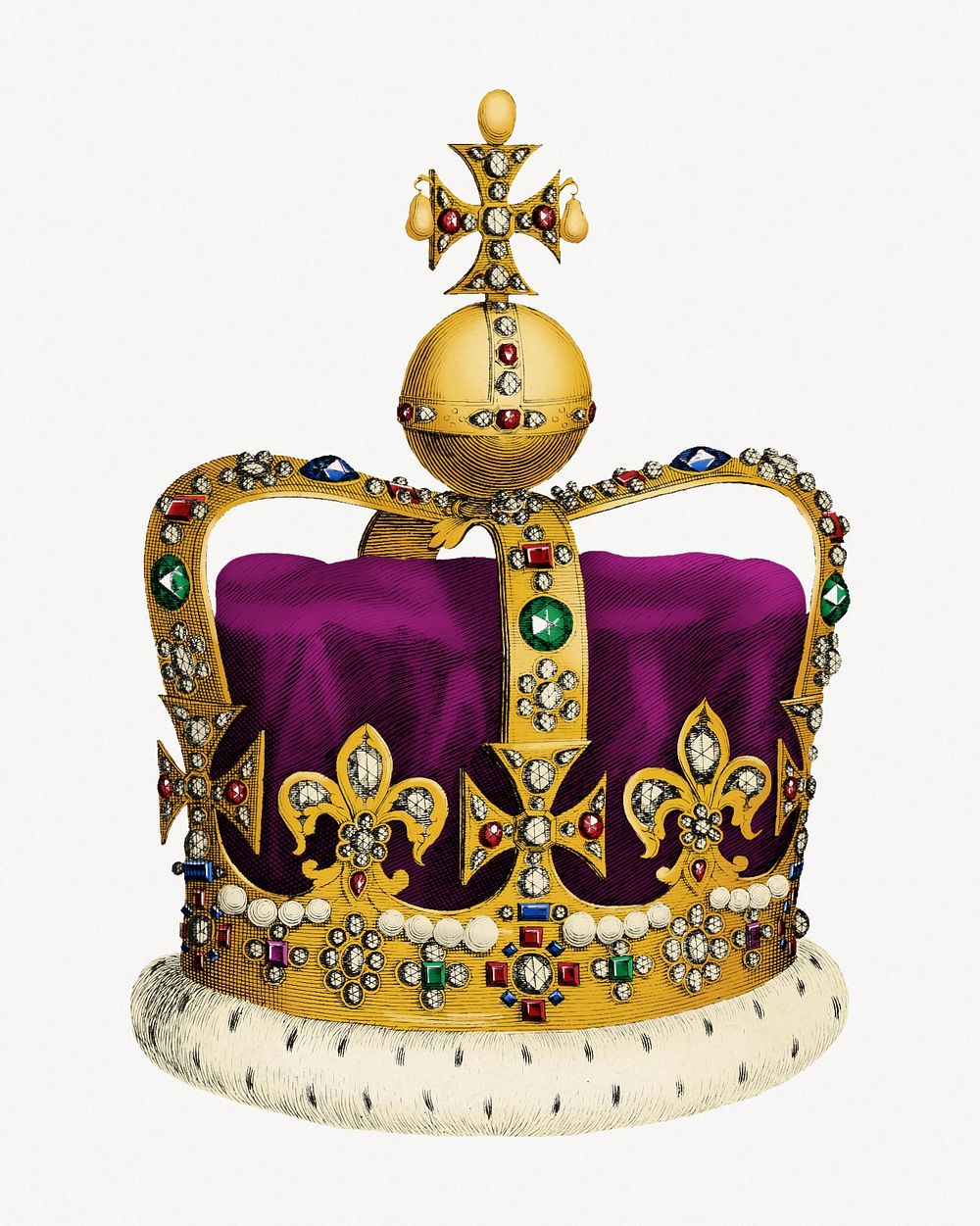 Purple royal crown illustration. Remixed by rawpixel.