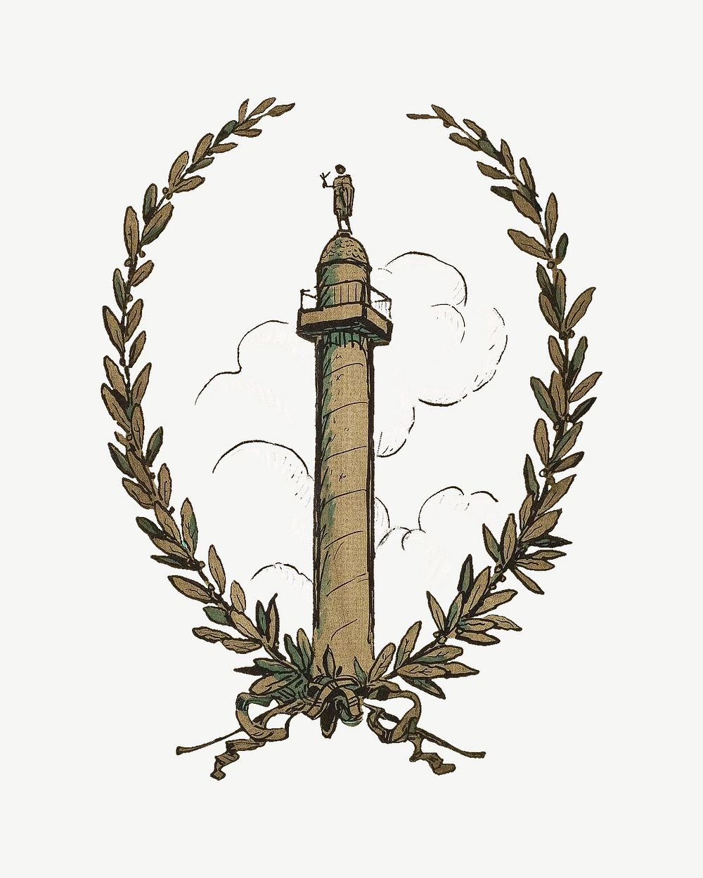 Napolean tower with laurel wreath psd.   Remastered by rawpixel
