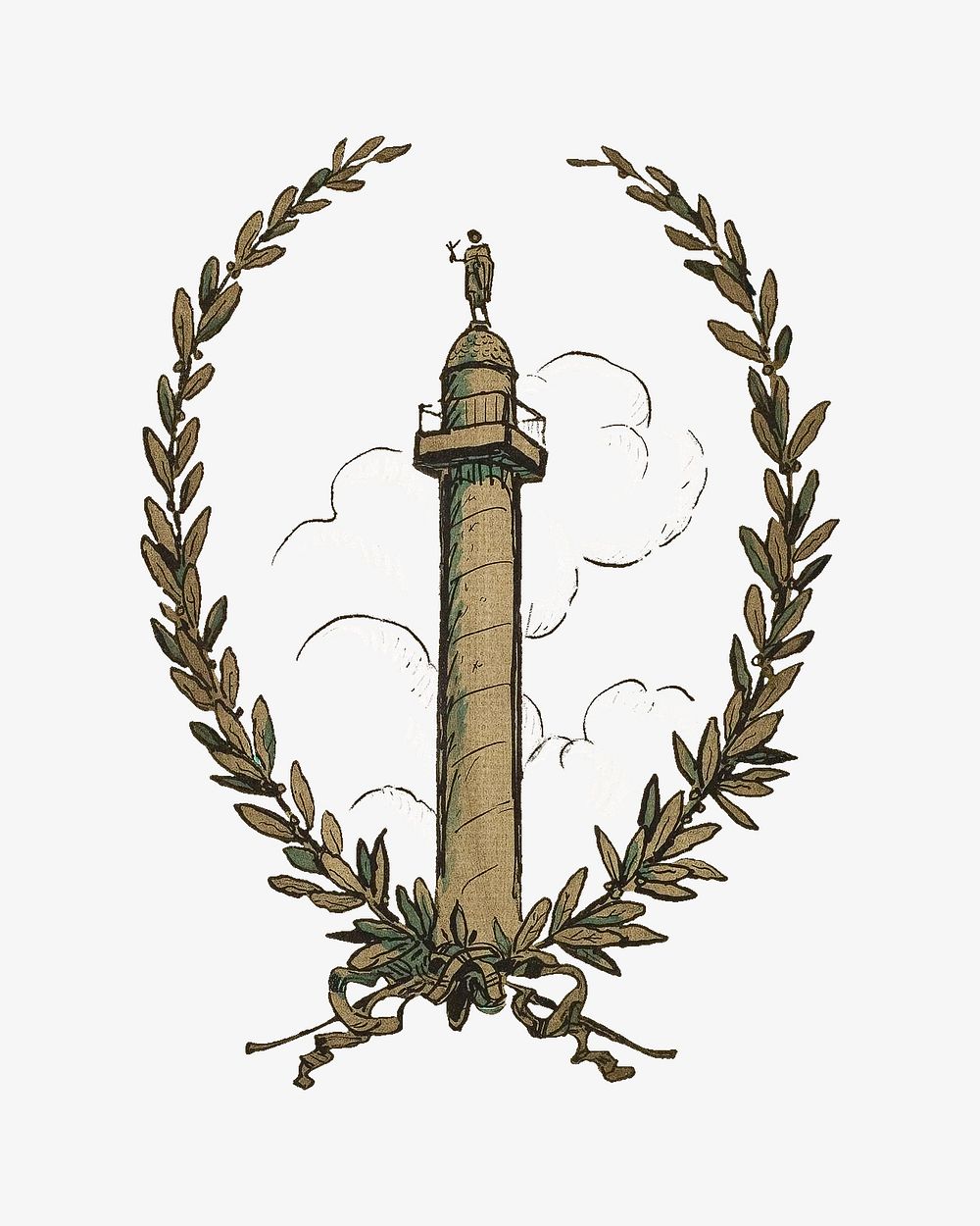 Napolean tower with laurel wreath.   Remastered by rawpixel