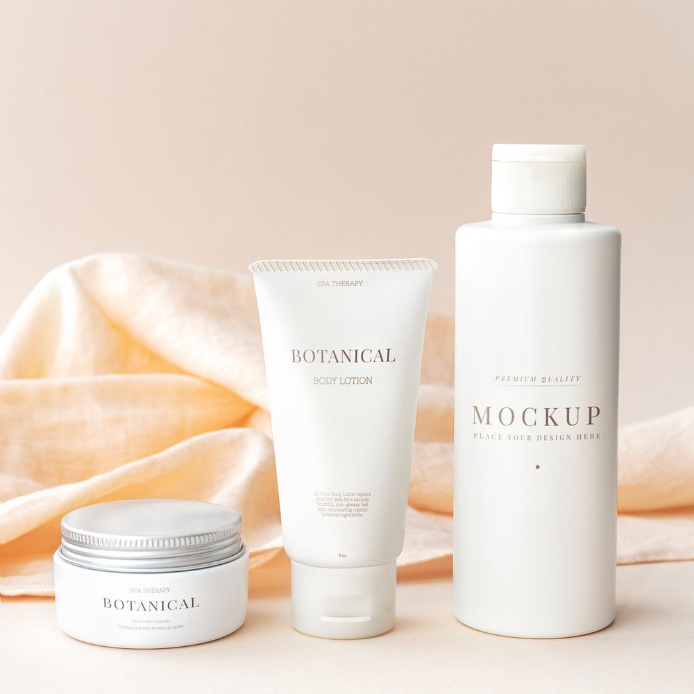 Beauty products mockup design set