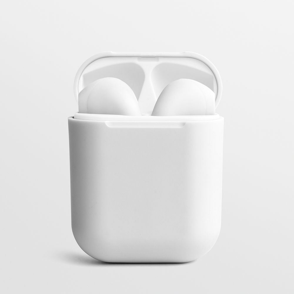 White wireless earbuds case mockup Premium PSD Mockup rawpixel