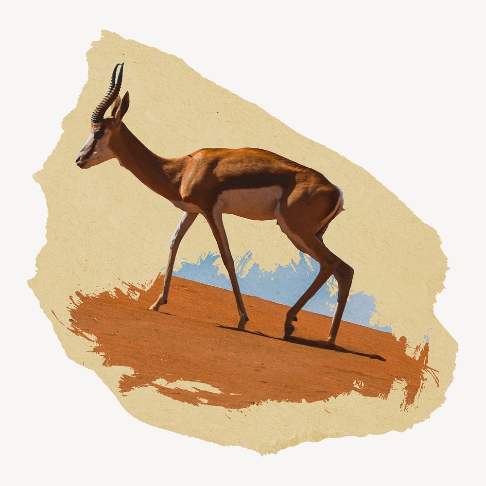 Desert deer collage element psd