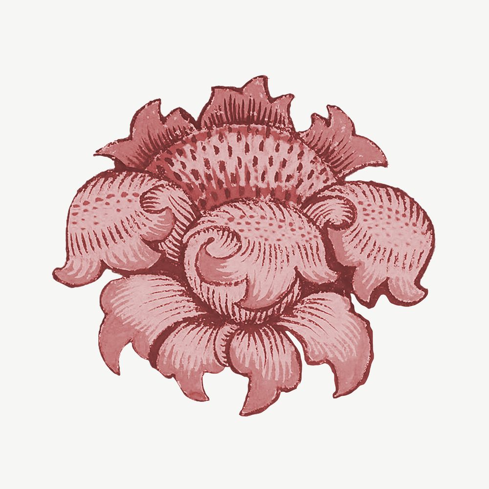 William Morris's flower clipart psd, remixed by rawpixel