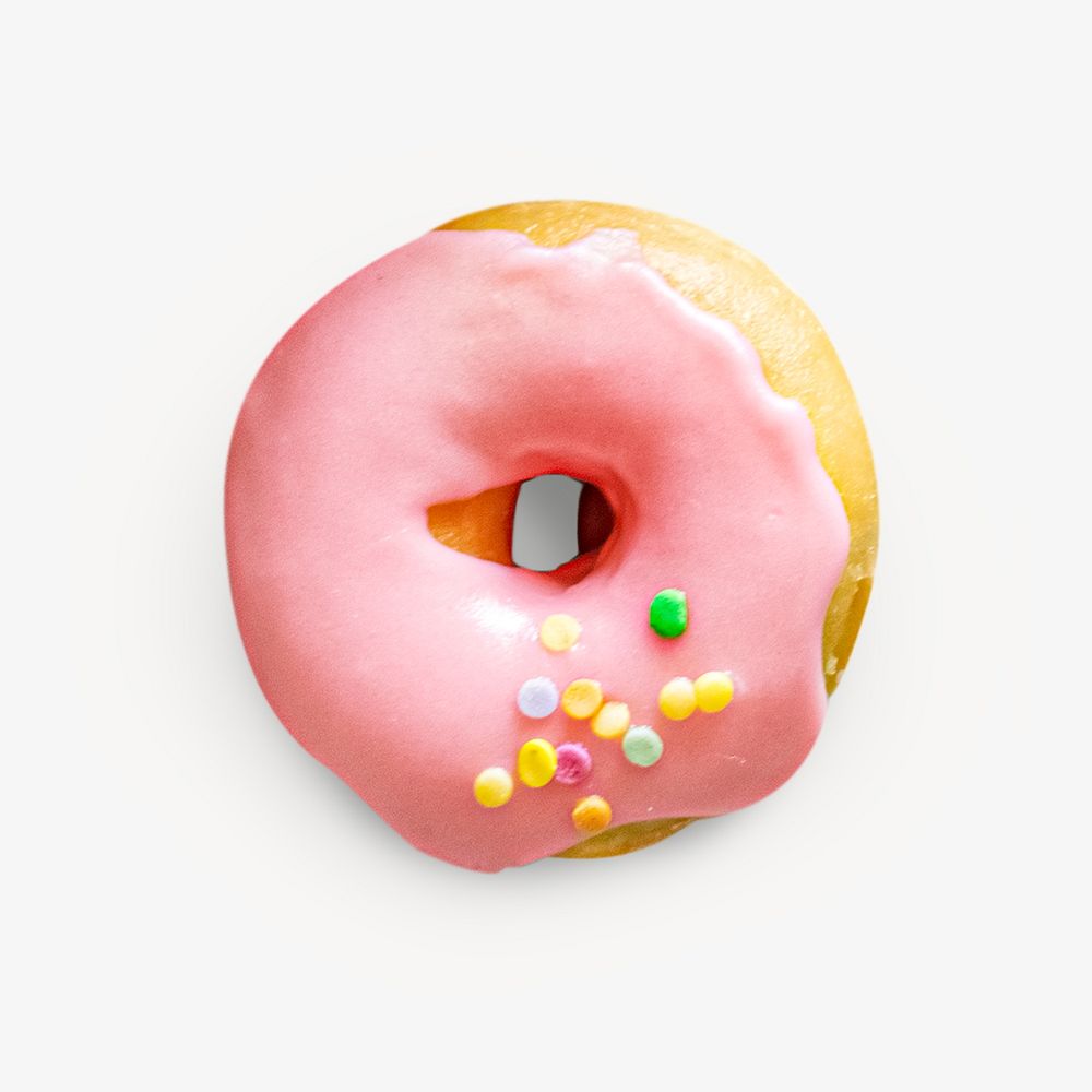 Pink confetti donut isolated image