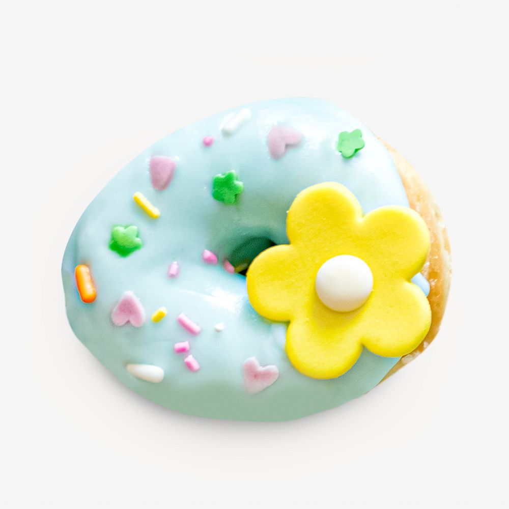 Blue glazed donut isolated image
