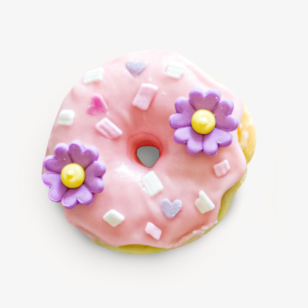 Pink glazed donut isolated image
