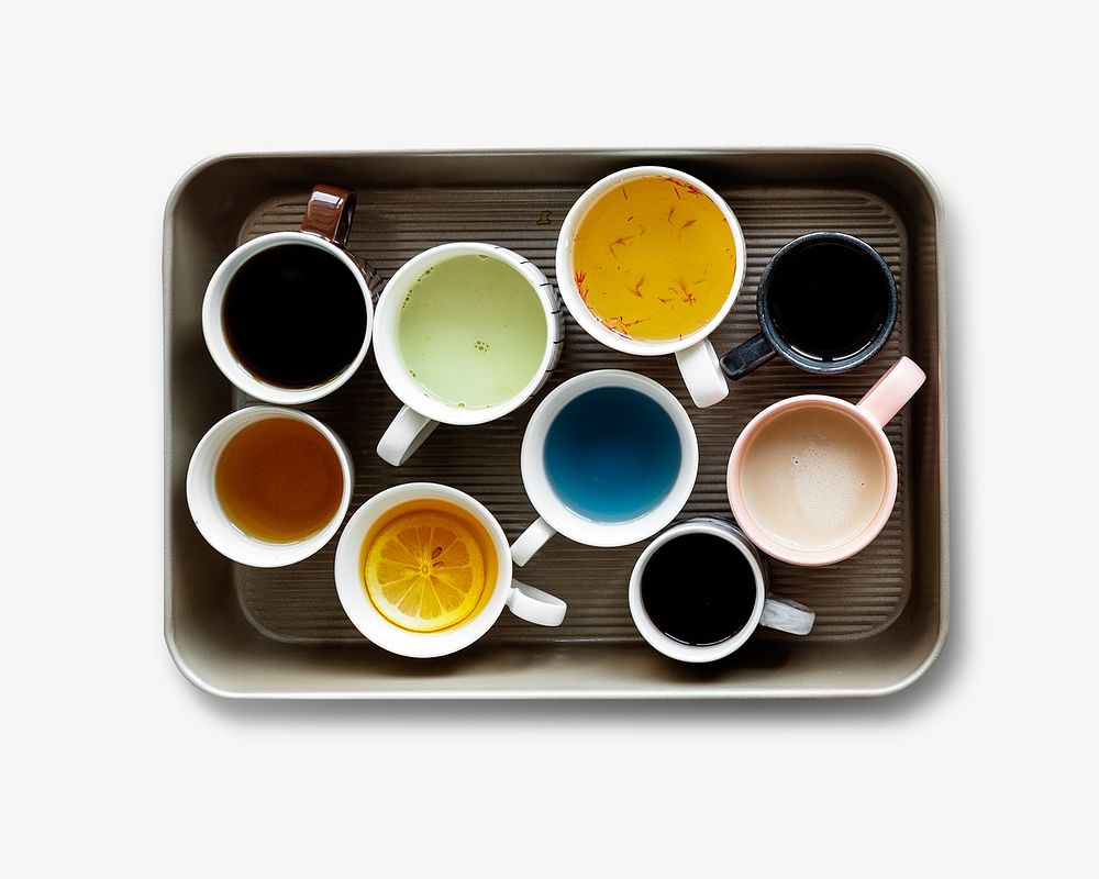 Cups of beverages isolated design