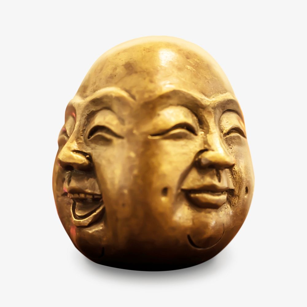 Smiling Buddha sculpture isolated image