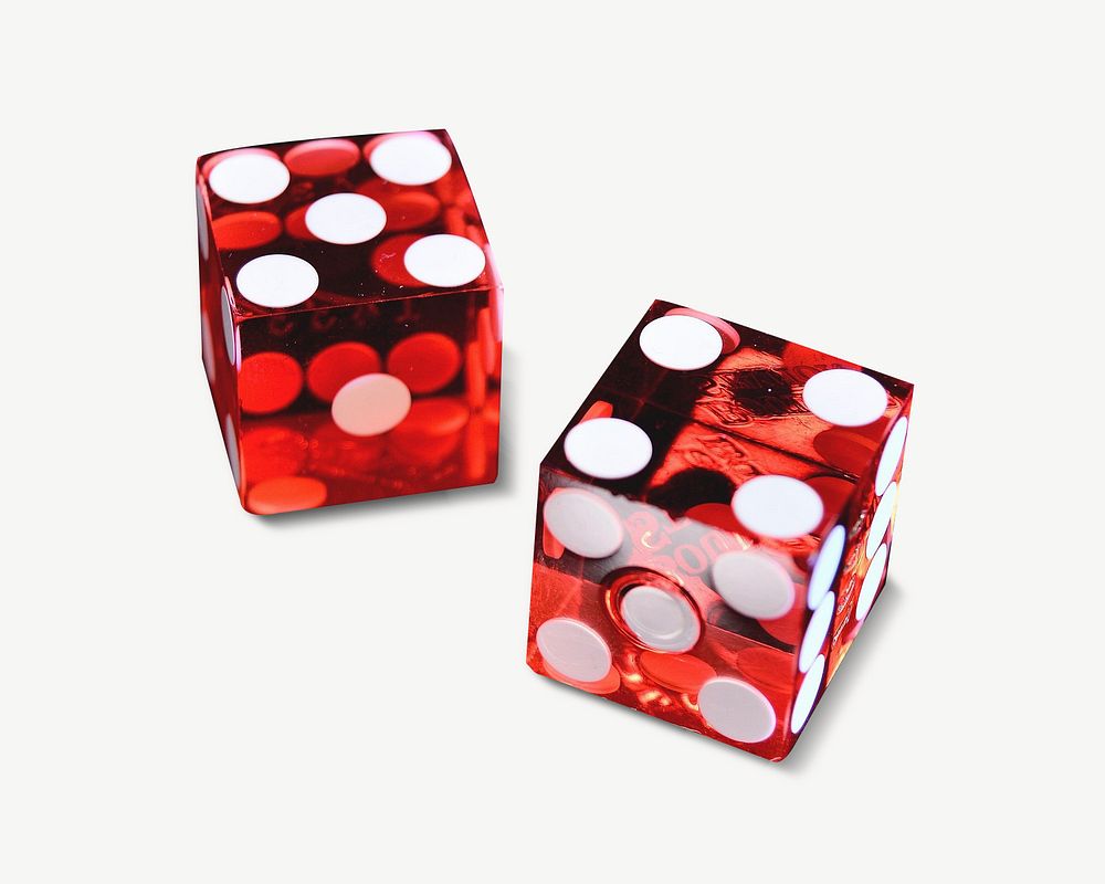 Red casino dices collage element psd