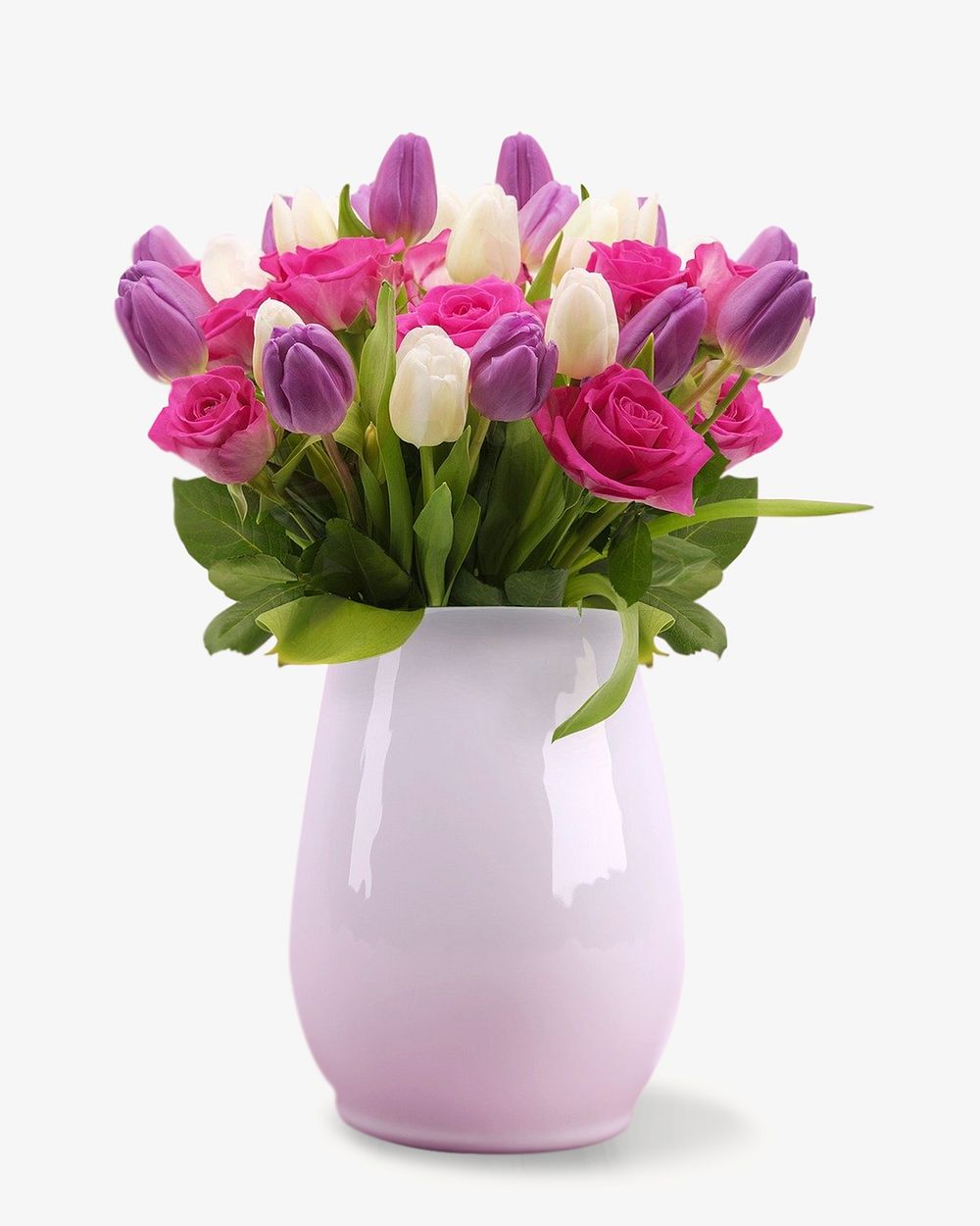 Pink flower vase isolated image
