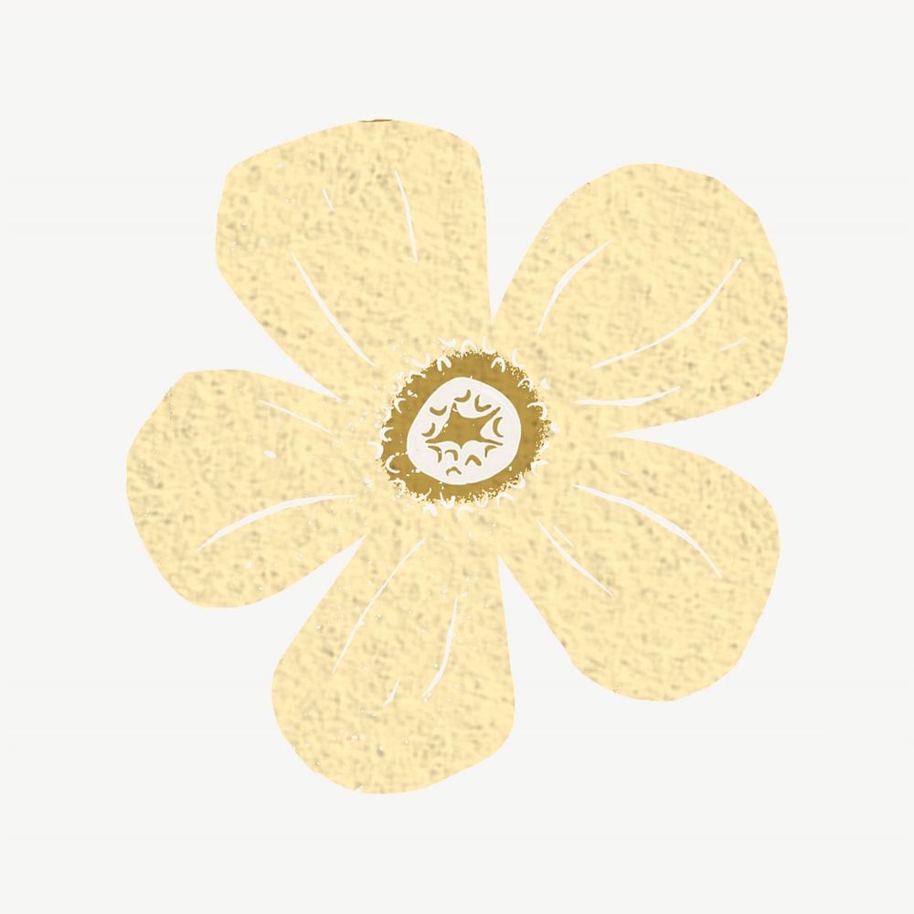 Gold flower aesthetic illustration collage element psd