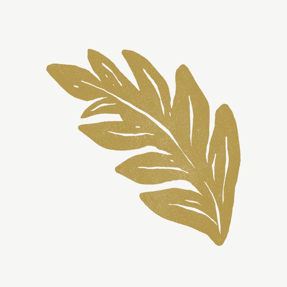 Gold leaf illustration collage element psd