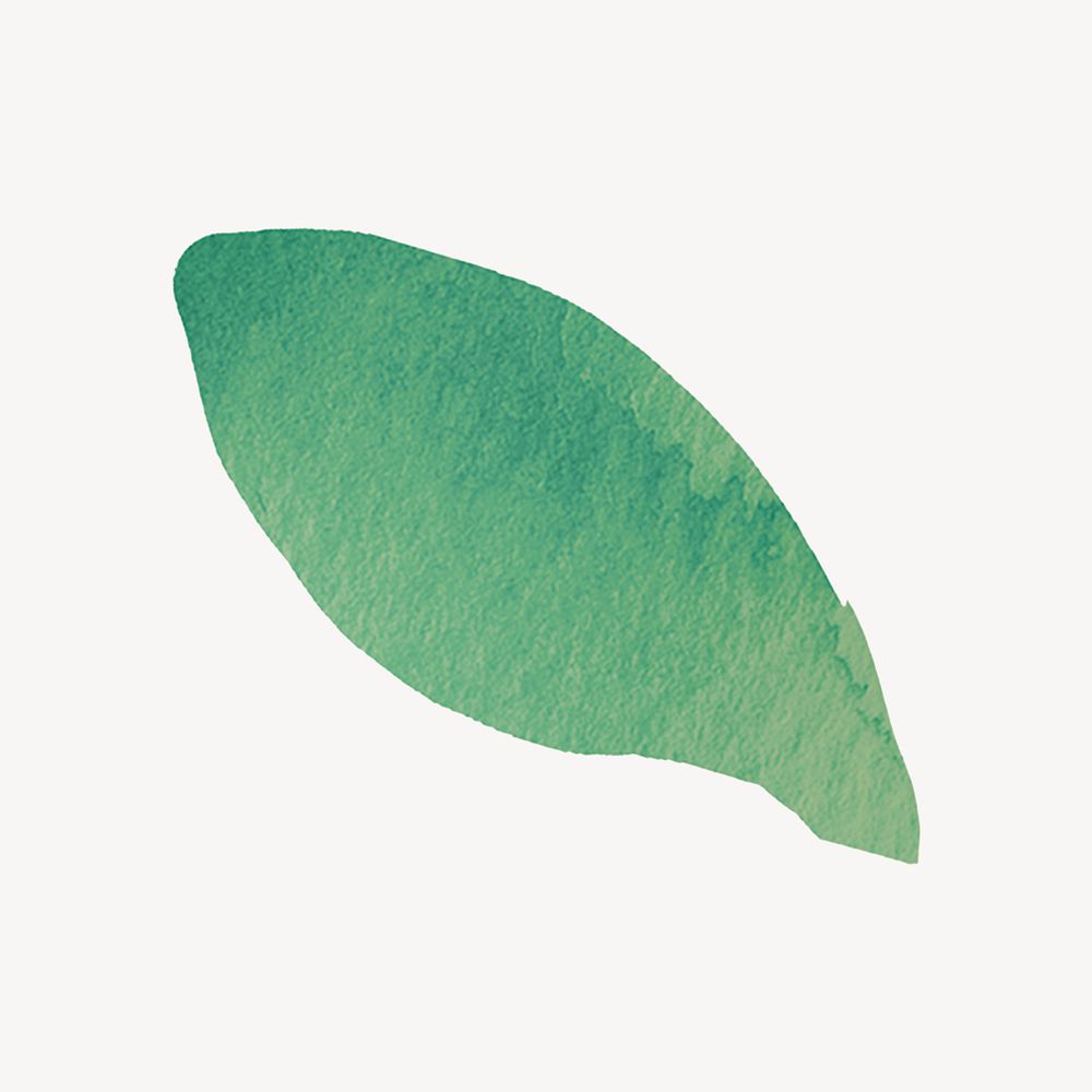 Watercolor green leaf, environment clipart psd
