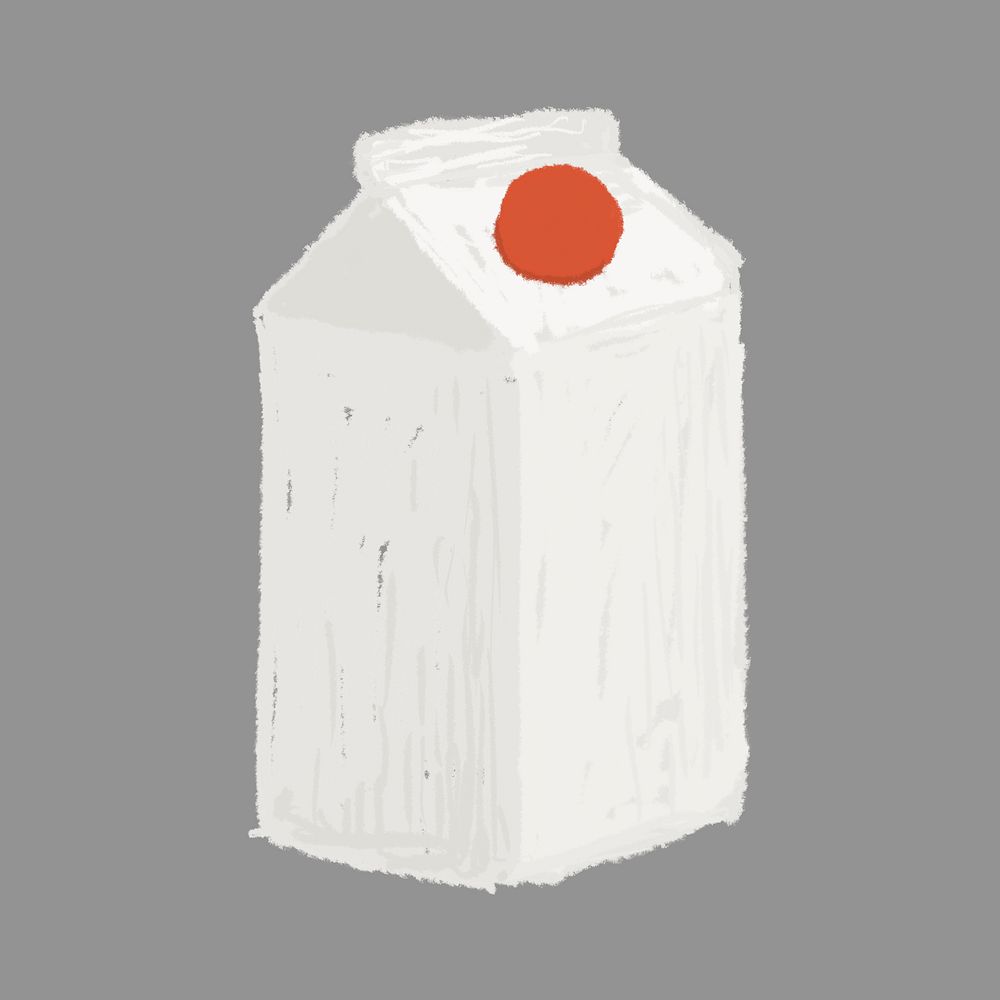 Milk carton illustration collage element psd