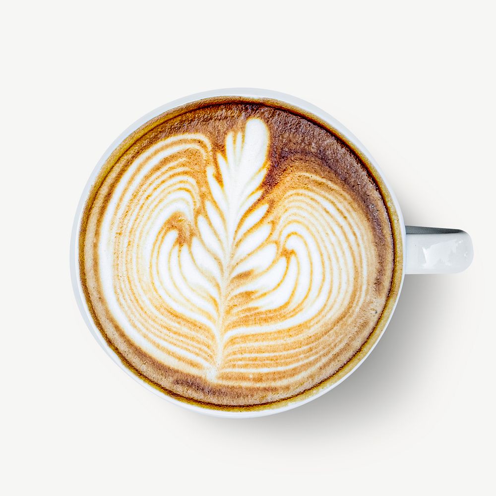Coffee latte art collage element psd