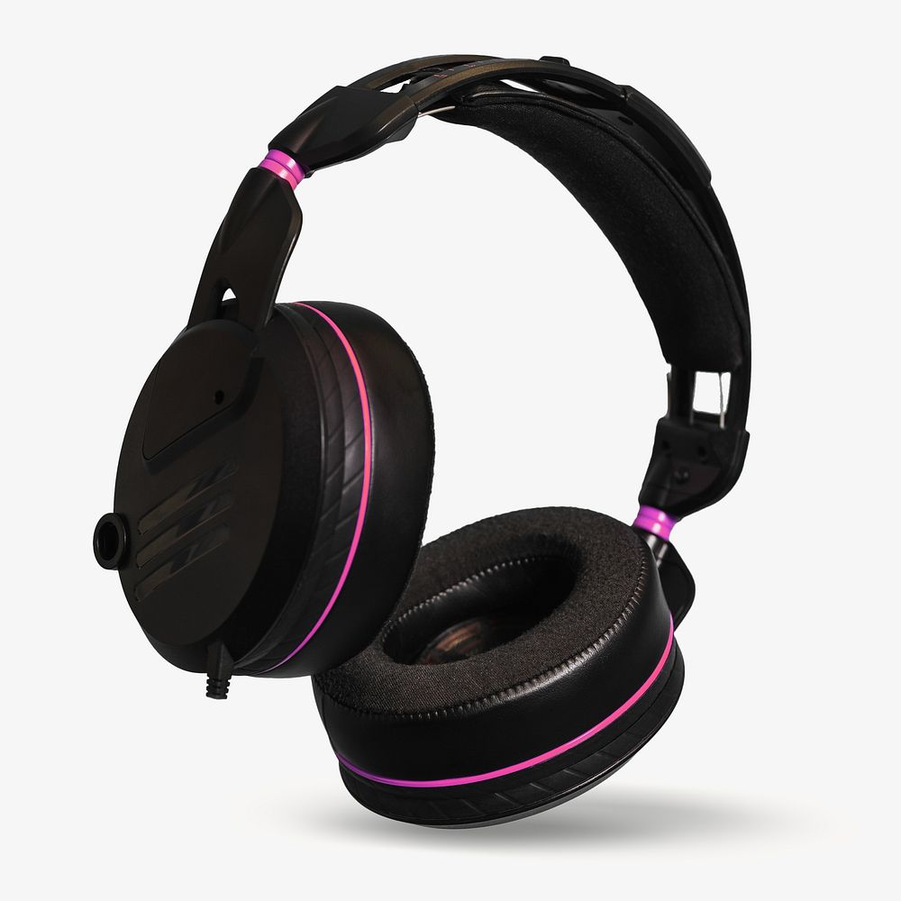 Black & pink headphones isolated image