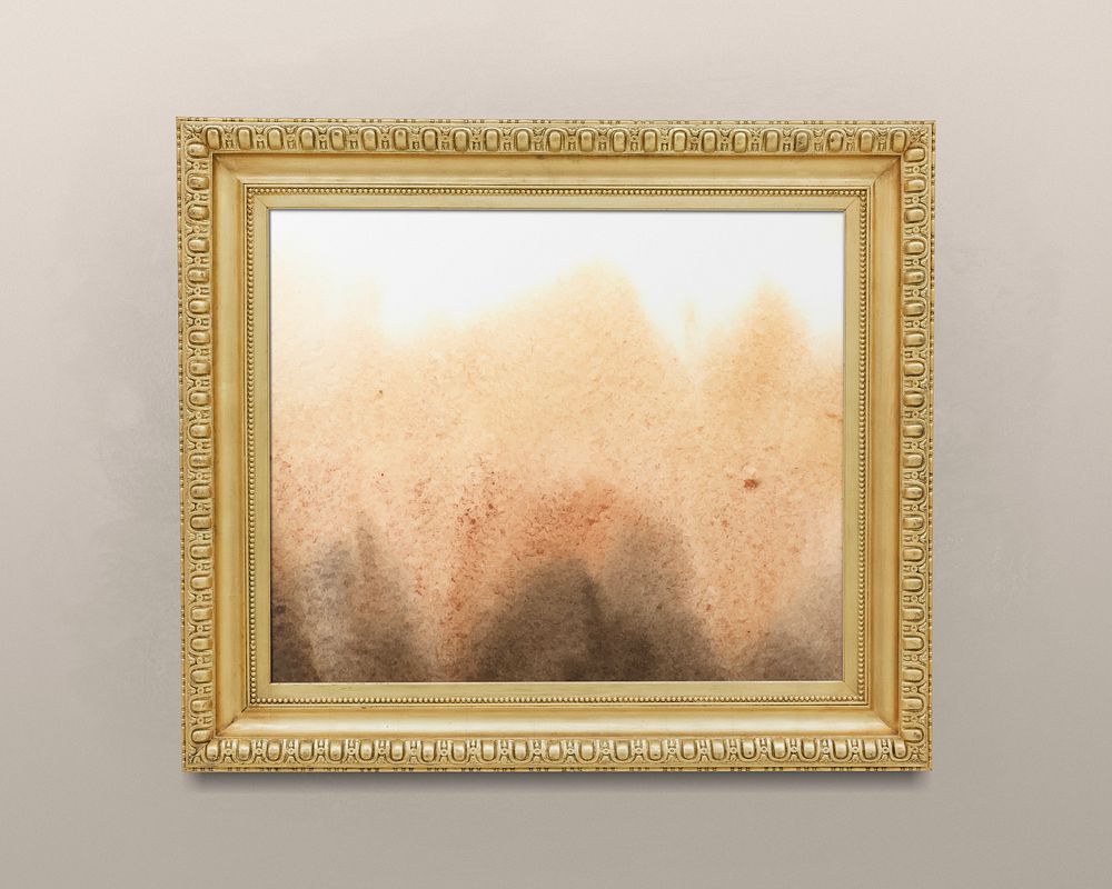 Vintage rectangle gold picture frame mockup illustration