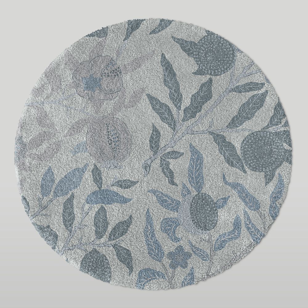 Gray floral pattern rounded shape floor carpet