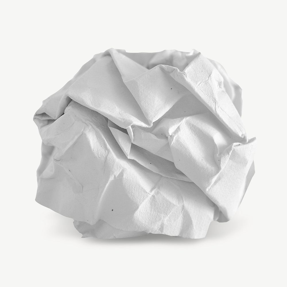 Crumpled paper ball collage element psd