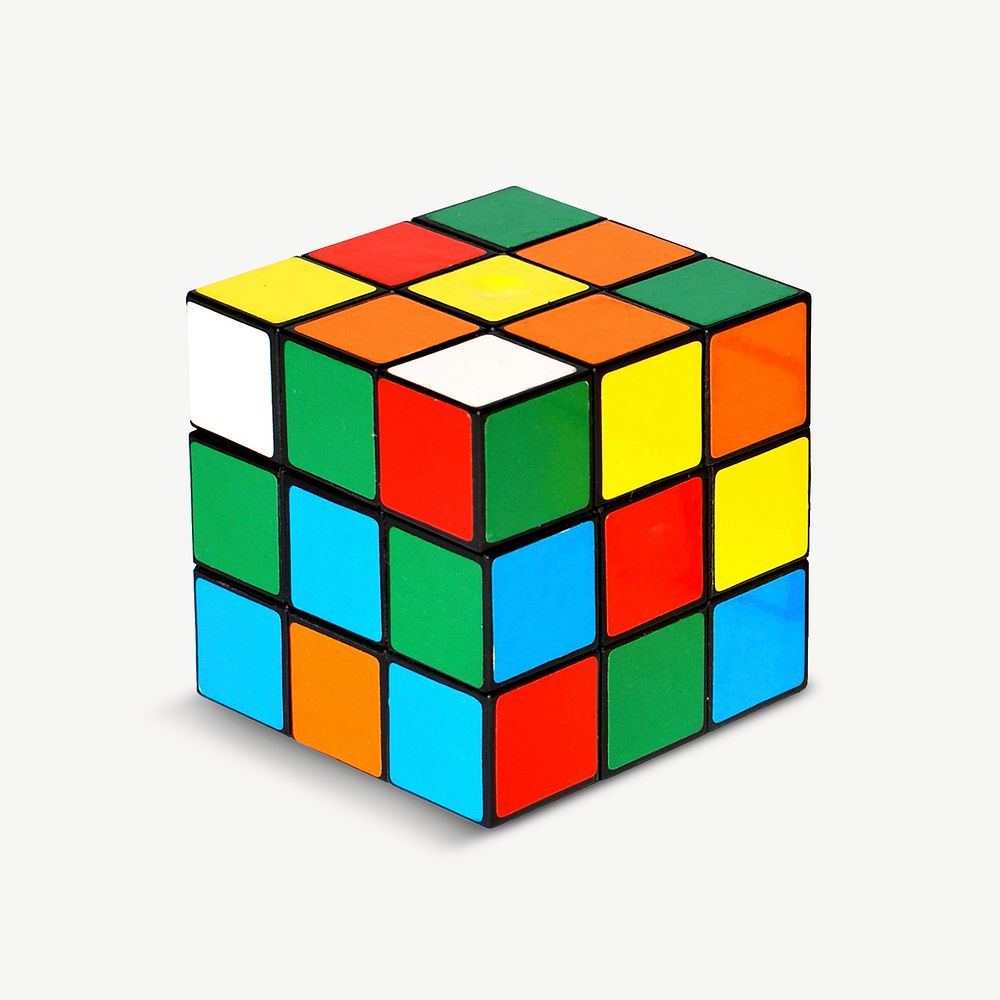 Puzzle cube toy collage element psd
