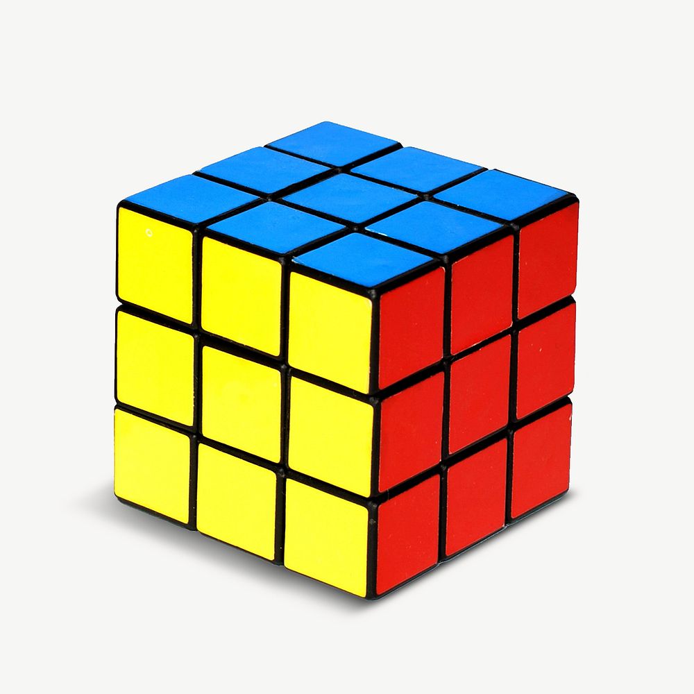 Puzzle cube toy collage element psd