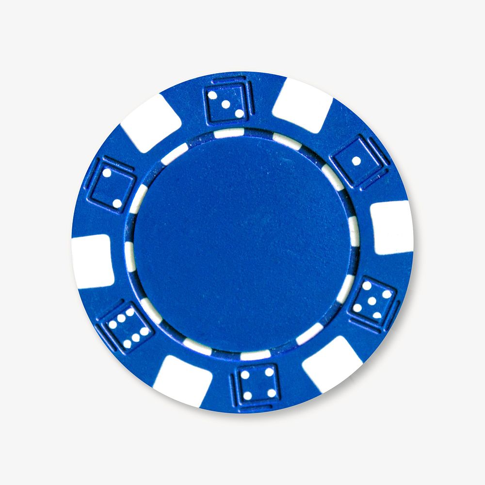 Blue dice poker chip isolated design