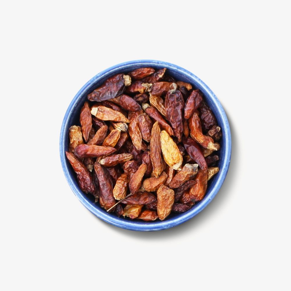 Dry chillies bowl isolated image
