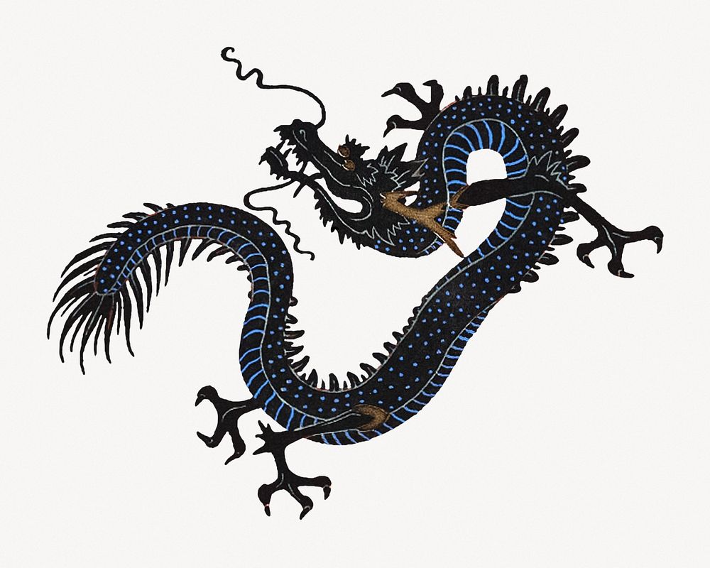 George Barbier's Chinese dragon illustration, remixed by rawpixel