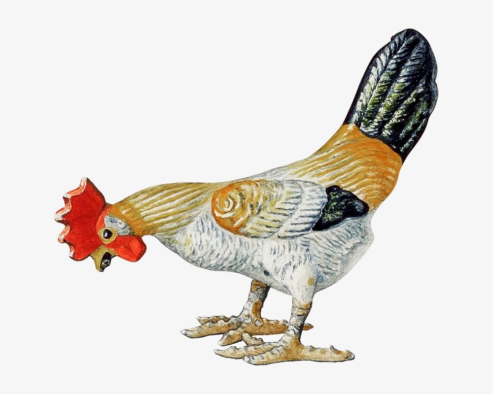 Toy Rooster, vintage animal illustration by Lillian Hunter, remixed by rawpixel