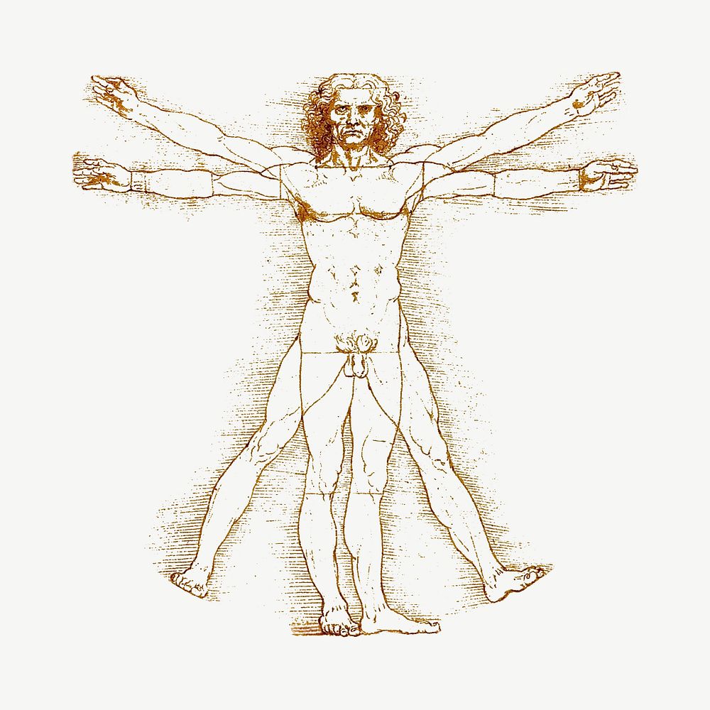 Leonardo da Vinci's Vitruvian Man collage element psd, remastered by rawpixel  Remastered by rawpixel.