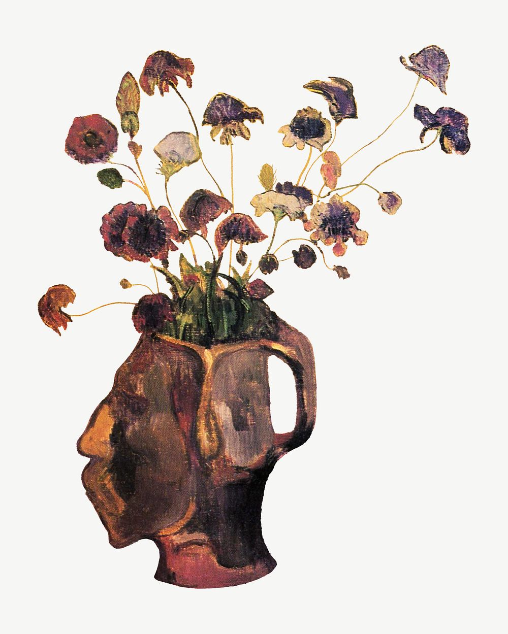 Still Life with Head-Shaped Vase and Japanese Woodcut psd, Paul Gauguin's vintage illustration, remixed by rawpixel