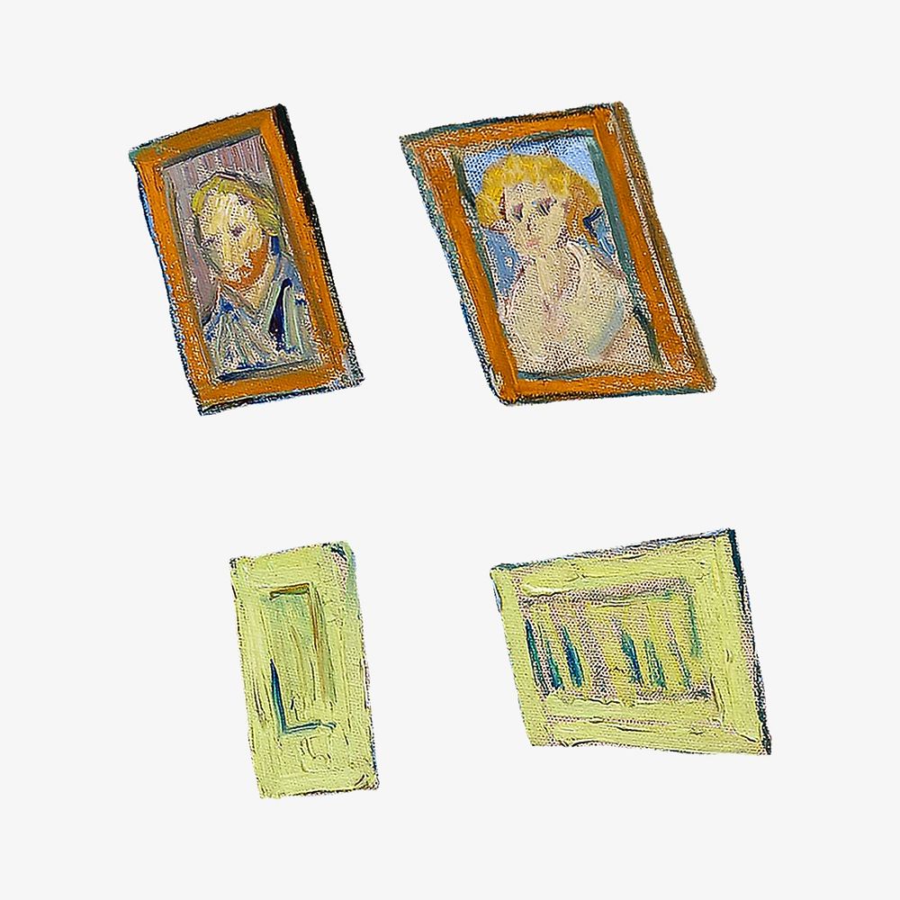 Van Gogh's framed portraits collage element. Remastered by rawpixel.
