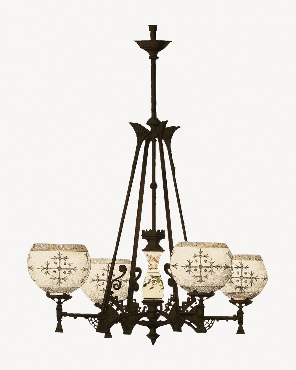Vintage chandelier, Victorian home decor illustration. Remastered by rawpixel.