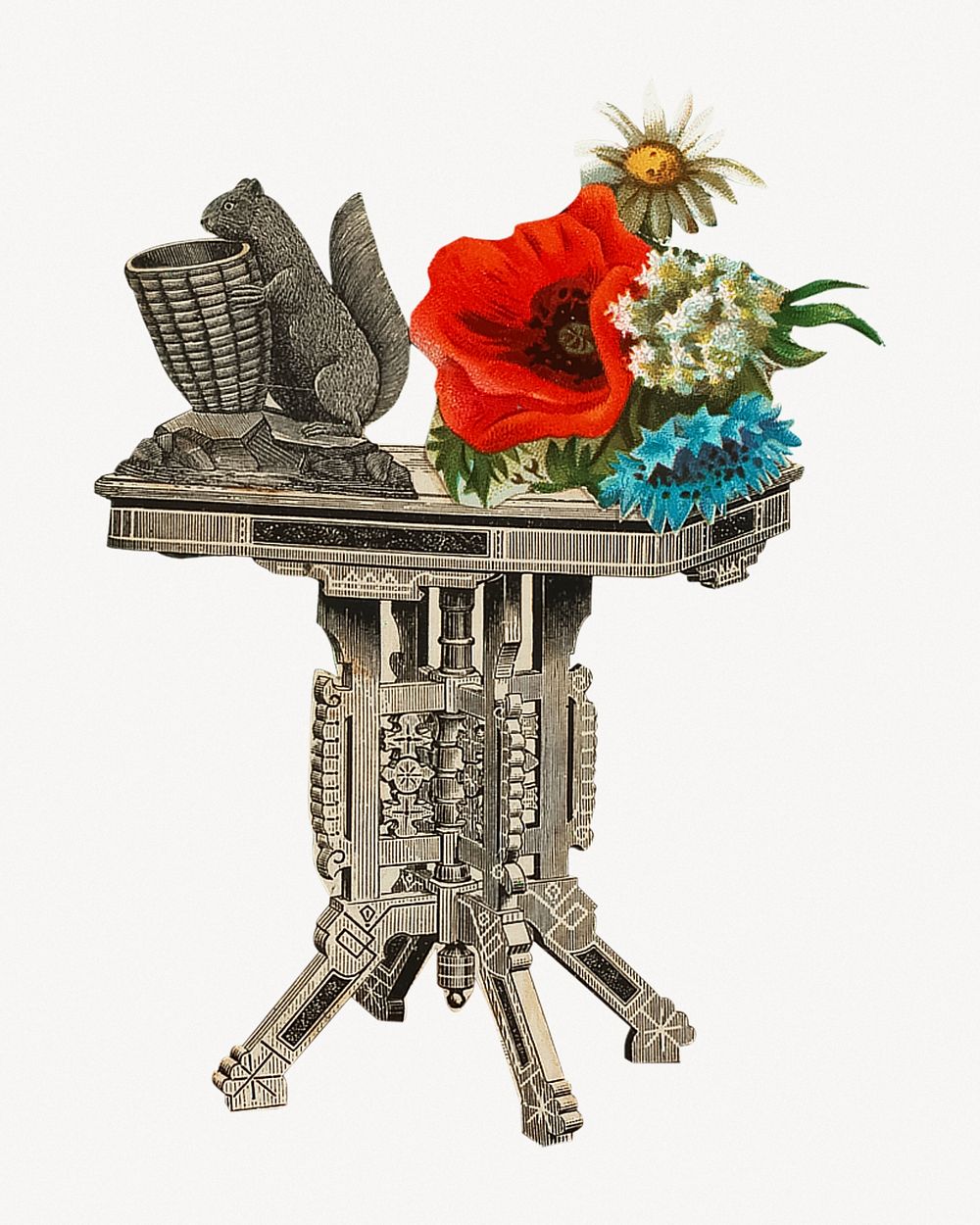 Victorian side table, vintage furniture illustration.  Remastered by rawpixel.