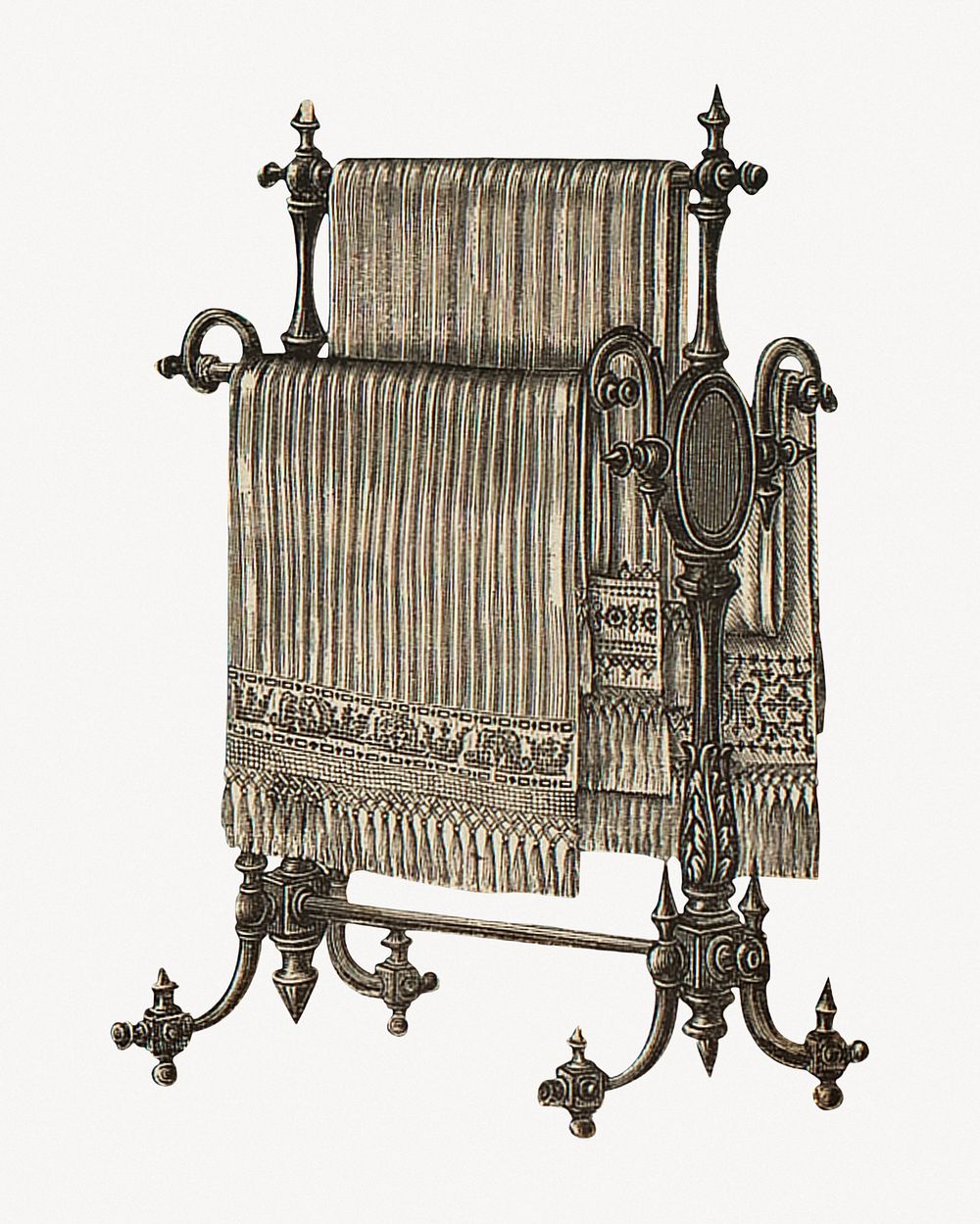 Victorian towel rail, vintage object illustration.  Remastered by rawpixel.