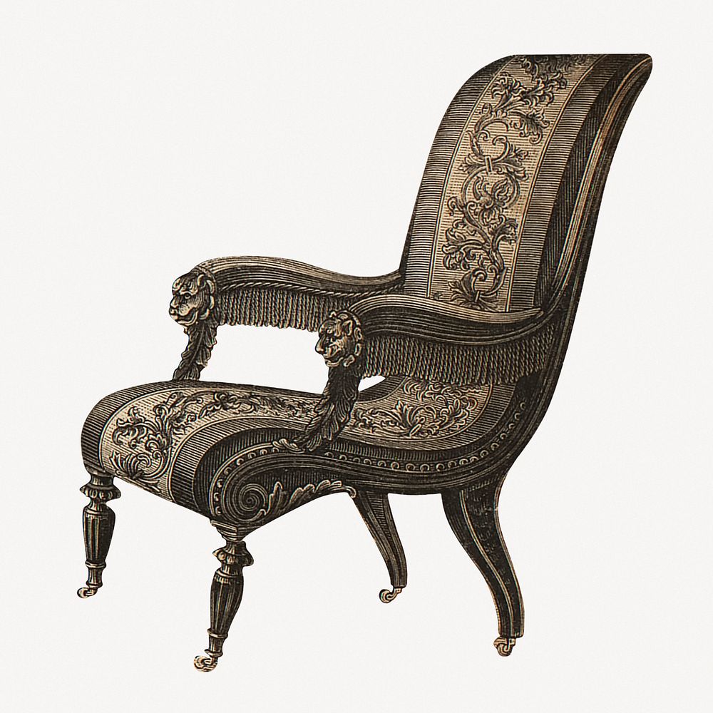 Vintage armchair, Victorian furniture clipart psd. Remastered by rawpixel.