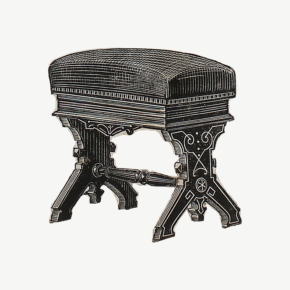 Victorian footstool, vintage furniture clipart psd. Remastered by rawpixel.