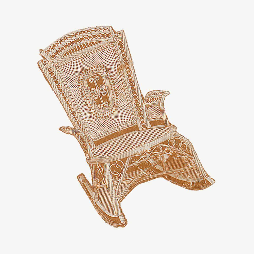 Rocking chair, Victorian furniture clipart psd. Remastered by rawpixel.