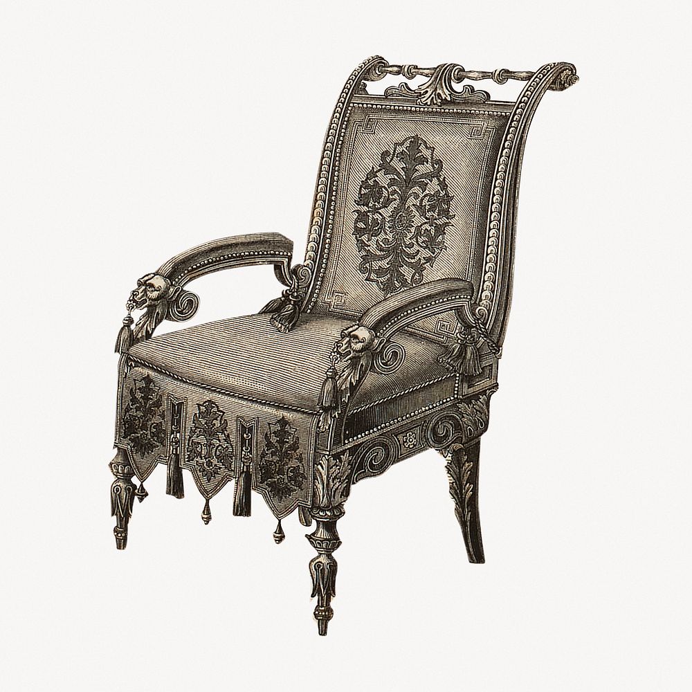 Vintage Victorian armchair, furniture illustration. Remastered by rawpixel.